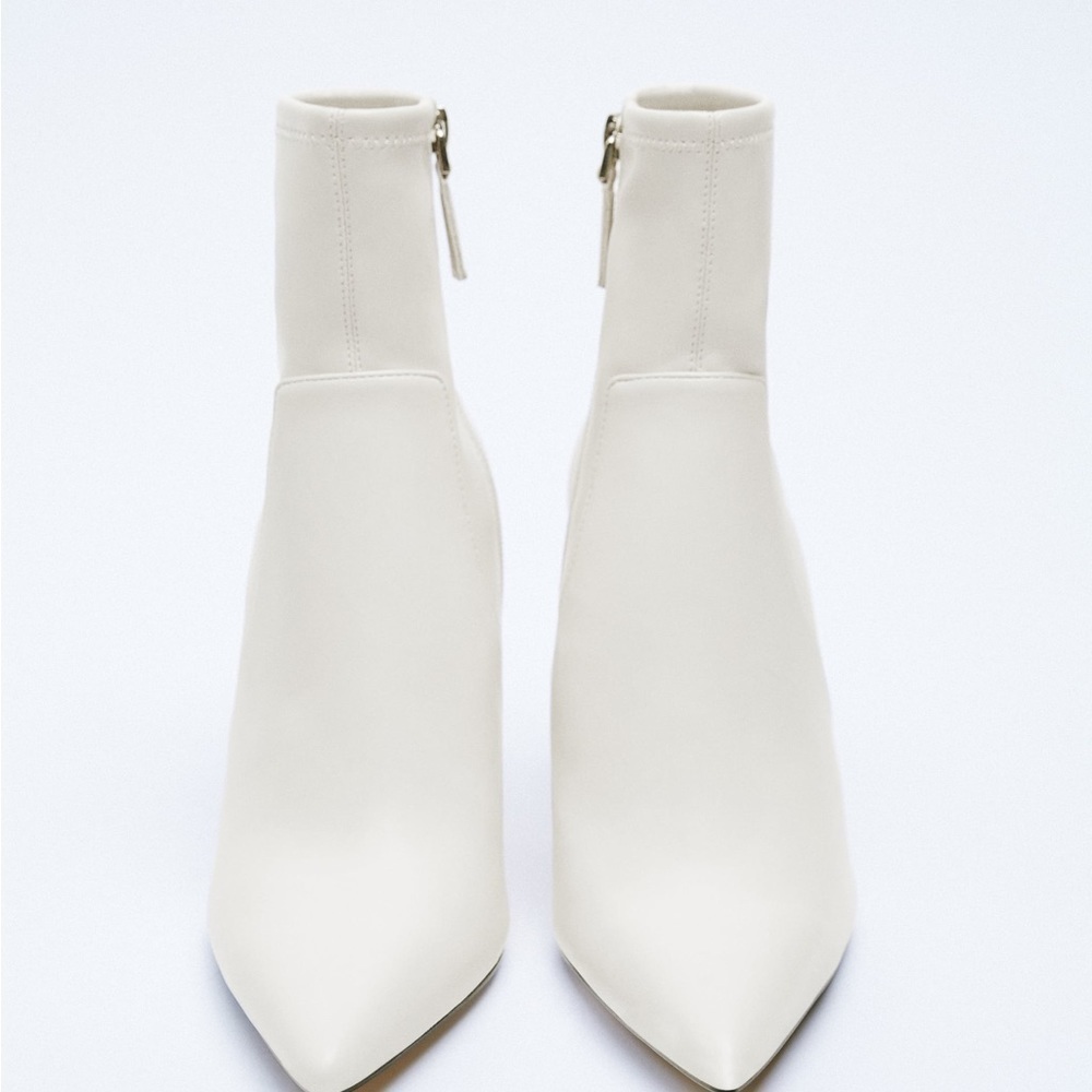 NWT ZARA METALLIC HEELED ANKLE BOOTS - Picture 4 of 7